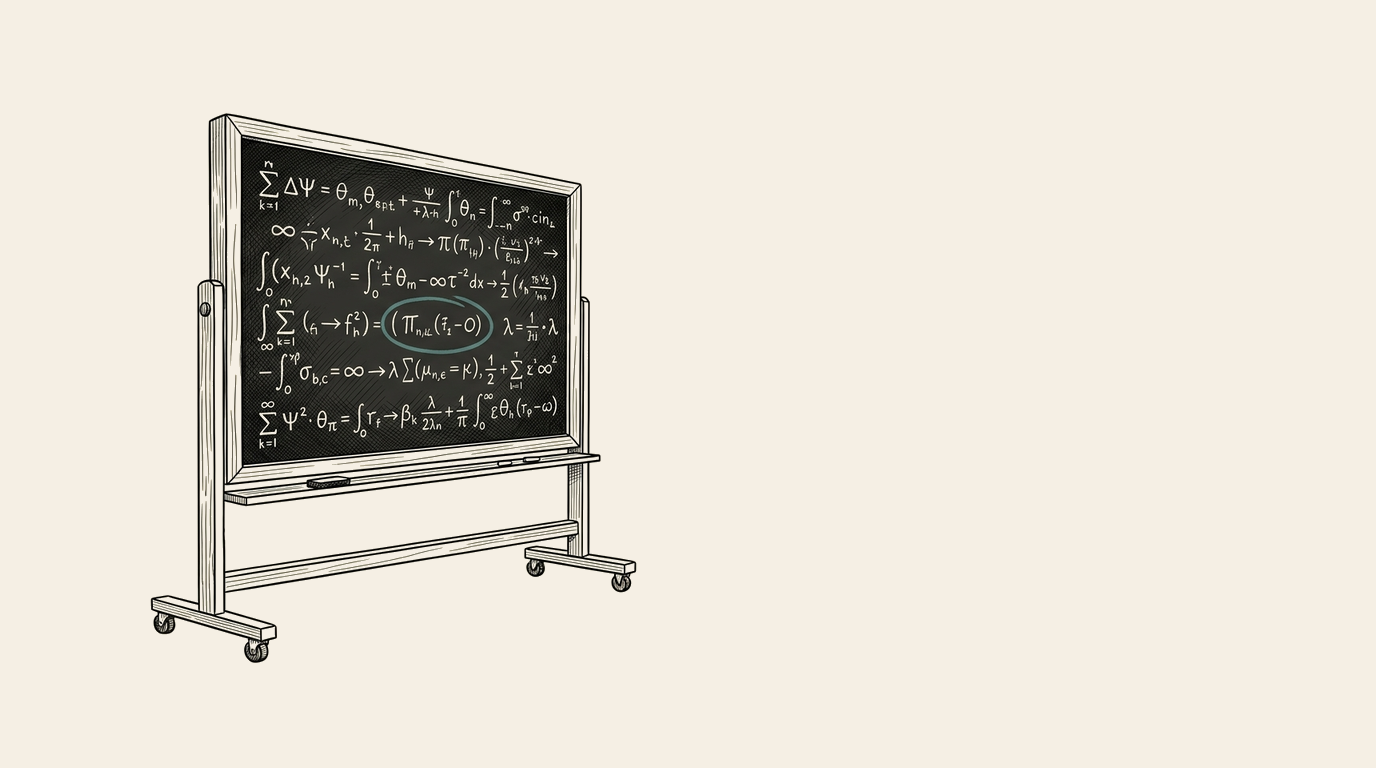 Editorial illustration: a blackboard covered in clear, labeled diagrams of a company's expertise — signifying that AI needs machine-readable structure, not just prose, to understand what you do.